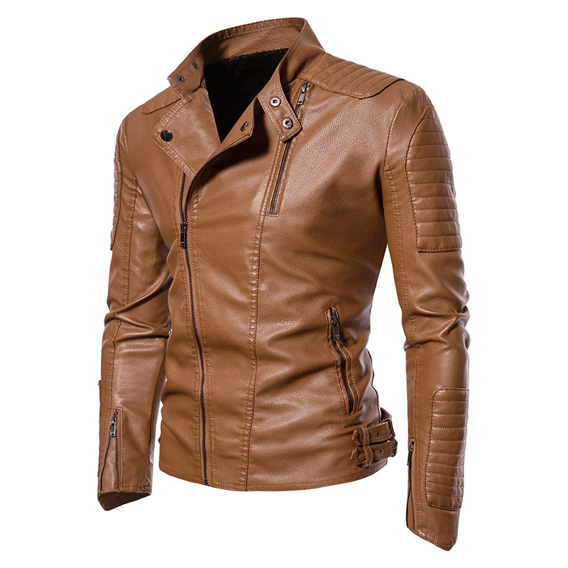 2023 Νέο δερμάτινο μπουφάν Motorcycle Pilot Μόδα Ανδρικό Σχεδιαστής Σχεδιασμός Punk Wind λοξό φερμουάρ Ανδρικό δερμάτινο παλτό