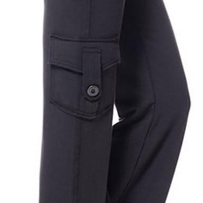 Pantaloni de moda de toamnă cu talie elastică Pantaloni de culoare uni potriviți pentru a merge la cumpărături