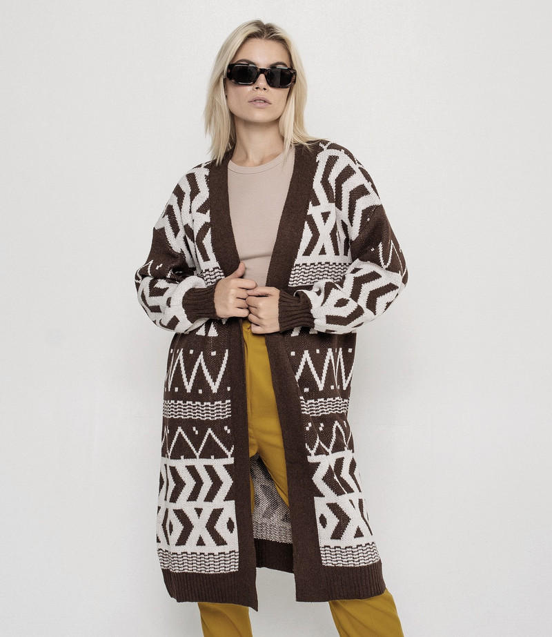 Vintage Color Block Πλεκτό Γυναικείο Ζακέτα Άνοιξη 2023 Άνοιξη Φθινόπωρο Χειμώνας πουλόβερ Μακριά Εξωτερικά Ενδύματα Maxi Y2k Παλτό Πουλόβερ