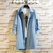 Ανδρική Ανοιξιάτικη και Φθινοπωρινή Μεσαίο τζιν καμπαρντίνα Πέτο Πέτο Μεγάλο Μέγεθος M-5XL Μονόχρωμο Νέο Casual μονόστομο κουμπί