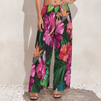 Juicy Tropical Παντελόνι Floral Leaves Print Kawaii Φαρδύ Παντελόνι Γυναικείο Μεγάλο Μέγεθος Street Style Print ίσιο παντελόνι
