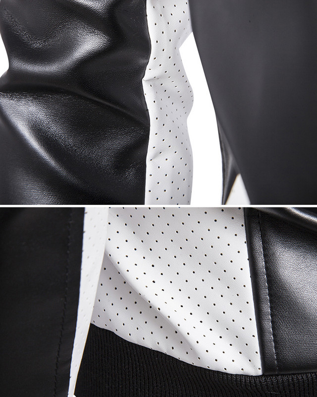 Tippkvaliteediga mood meeste valged nahkjakid ja mantlid Pu Match värvi mantel M-5XL AYG94