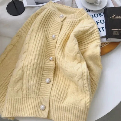 Novi korejski pleteni džemper kardigan za jesen 2023. Ženski jednodoredni ležerni džemper dugih rukava Ženski topli pleteni džemper