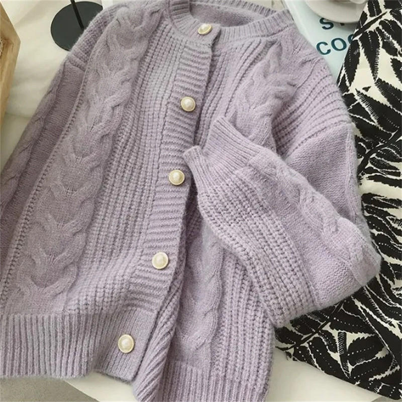 Novi korejski pleteni džemper kardigan za jesen 2023. Ženski jednodoredni ležerni džemper dugih rukava Ženski topli pleteni džemper