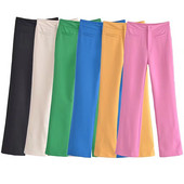 NORPOJIN Γυναικείο Παντελόνι Ψηλόμεσο Flare Leg 6 Χρωμάτων Παντελόνι Γυναικείο Κομψό Γυναικείο Επίσημο Παντελόνι 2022 Νέο