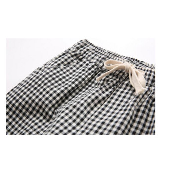 2023 Βαμβακερό λινό casual loose Vintage καρό παντελόνι Harem Harajuku Γυναικείο παντελόνι Ελαστικό Παντελόνι ψηλόμεσο Κορεάτικο ίσιο παντελόνι