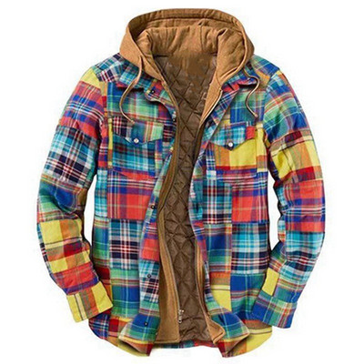 Μπουφάν με στάμπα χωρίς τοποθέτηση κουκούλα φθινοπωρινό/χειμώνα χοντρό συν μέγεθος βαμβακερό παλτό ανδρικό μπουφάν S-5XL