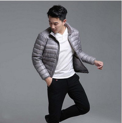 Χειμερινό μπουφάν Ανδρικό Πάρκα Εξαιρετικά λεπτό ζεστό παλτό Ανδρικά μπουφάν Ultralight πουπουλένιο Παλτό μονόχρωμο Ανδρική μόδα Νέα Streetwear 5XL