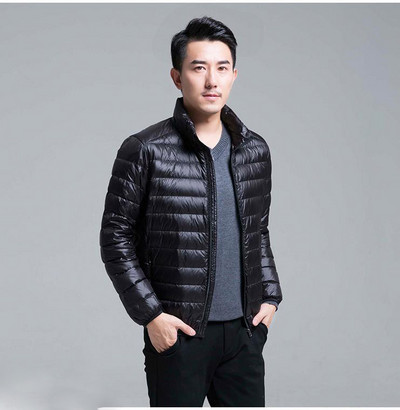 Χειμερινό μπουφάν Ανδρικό Πάρκα Εξαιρετικά λεπτό ζεστό παλτό Ανδρικά μπουφάν Ultralight πουπουλένιο Παλτό μονόχρωμο Ανδρική μόδα Νέα Streetwear 5XL