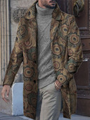 Floral Graphic Print Μεσαίου Μακρύ παλτό Ανδρικό αντιανεμικό λοξή τσέπη μονόπλευρο 3D παλτό Holiday Outdoor Leisure Jacket