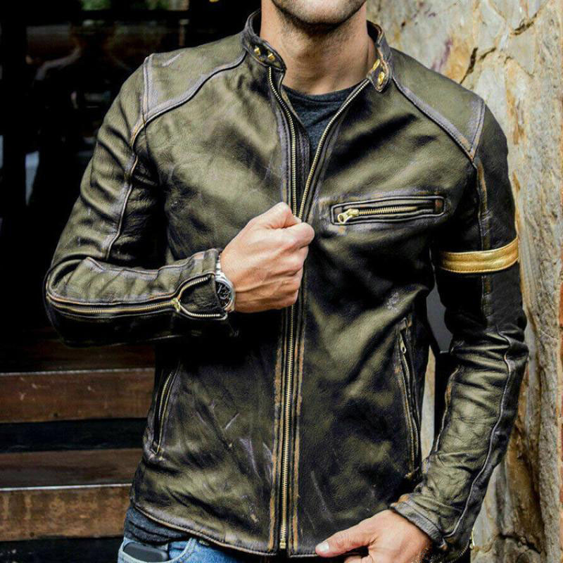 Uus sügisene mootorratta nahktagi Meeste Street Fashion Bomber jakid vabaaja krae mantel Meeste Retro Pu Biker Outwear 5Xl