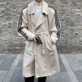 Φθινόπωρο και Χειμώνας 2023 Καμπαρντίνα με διπλό στήθος για ανδρική νέα τάση μόδας Όμορφο χαλαρό casual μεσαίο μακρύ παλτό