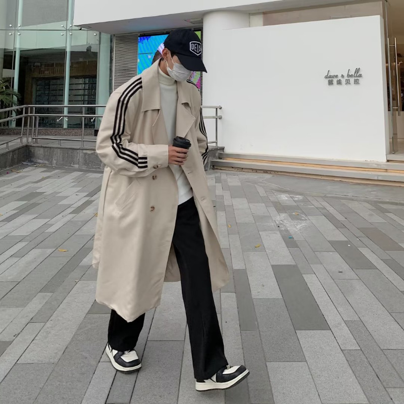 Φθινόπωρο και Χειμώνας 2023 Καμπαρντίνα με διπλό στήθος για ανδρική νέα τάση μόδας Όμορφο χαλαρό casual μεσαίο μακρύ παλτό