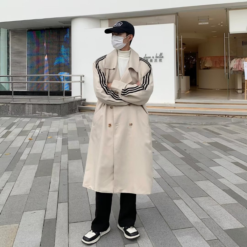 Φθινόπωρο και Χειμώνας 2023 Καμπαρντίνα με διπλό στήθος για ανδρική νέα τάση μόδας Όμορφο χαλαρό casual μεσαίο μακρύ παλτό