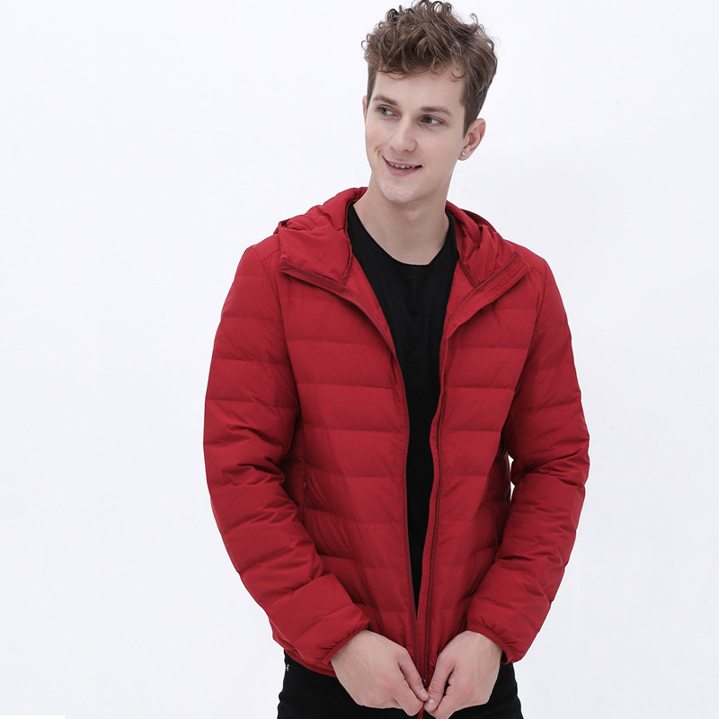 New Man εξαιρετικά ελαφρύ πουπουλένιο μπουφάν με κουκούλα από μαλακό ματ ύφασμα αδιάβροχο πουπουλένιο μπουφάν χωρίς ραφές Χειμερινό φθινοπωρινό ζεστό παλτό