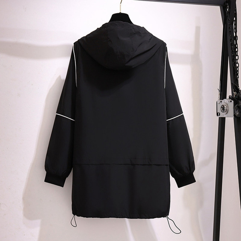 Sügisene uus pluss suuruses naiste õde Korea versioon hittvärvi keskmise pikkusega tuulejope 6xl 5XL 4XL