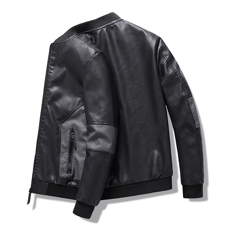 Ανδρικό δερμάτινο μπουφάν Patchwork Μπουφάν μοτοσικλέτας Δερμάτινο μπουφάν μόδας Rider Zip Jacket Casual Street Windbreaker 6XL 8XL
