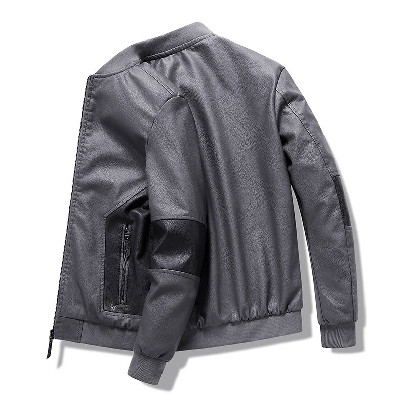 Ανδρικό δερμάτινο μπουφάν Patchwork Μπουφάν μοτοσικλέτας Δερμάτινο μπουφάν μόδας Rider Zip Jacket Casual Street Windbreaker 6XL 8XL