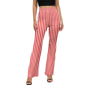 Punase ja valge triibulised vabaaja püksid Naiste salendavad triibud Prindiga Slim Fit Streetwear laienevad püksid Suvised Kawaii mustriga püksid