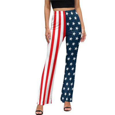 Punase ja valge triibulised vabaaja püksid Naiste salendavad triibud Prindiga Slim Fit Streetwear laienevad püksid Suvised Kawaii mustriga püksid