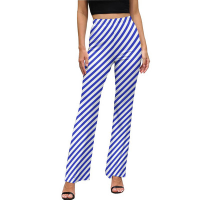 Punase ja valge triibulised vabaaja püksid Naiste salendavad triibud Prindiga Slim Fit Streetwear laienevad püksid Suvised Kawaii mustriga püksid