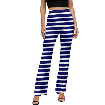 Punase ja valge triibulised vabaaja püksid Naiste salendavad triibud Prindiga Slim Fit Streetwear laienevad püksid Suvised Kawaii mustriga püksid