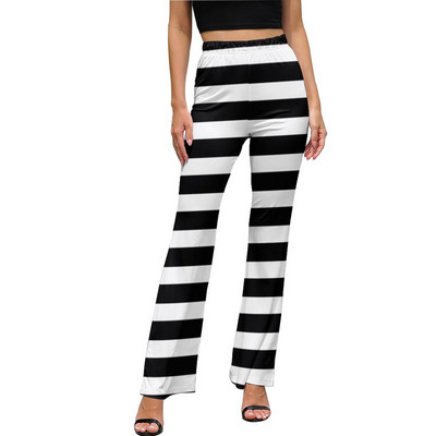Punase ja valge triibulised vabaaja püksid Naiste salendavad triibud Prindiga Slim Fit Streetwear laienevad püksid Suvised Kawaii mustriga püksid