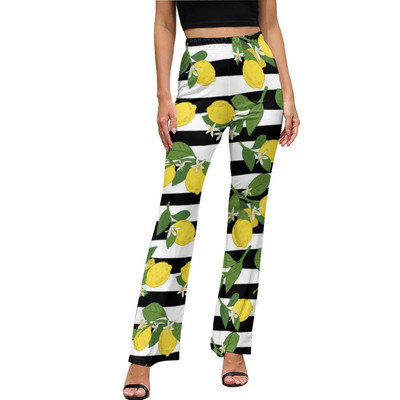 Punase ja valge triibulised vabaaja püksid Naiste salendavad triibud Prindiga Slim Fit Streetwear laienevad püksid Suvised Kawaii mustriga püksid