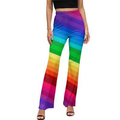 Punase ja valge triibulised vabaaja püksid Naiste salendavad triibud Prindiga Slim Fit Streetwear laienevad püksid Suvised Kawaii mustriga püksid