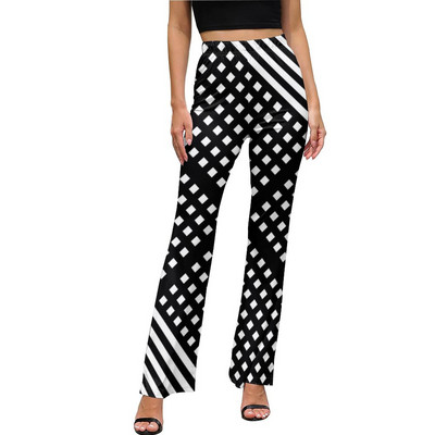 Punase ja valge triibulised vabaaja püksid Naiste salendavad triibud Prindiga Slim Fit Streetwear laienevad püksid Suvised Kawaii mustriga püksid