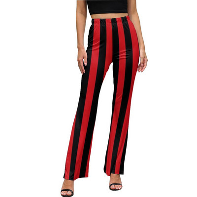 Punase ja valge triibulised vabaaja püksid Naiste salendavad triibud Prindiga Slim Fit Streetwear laienevad püksid Suvised Kawaii mustriga püksid