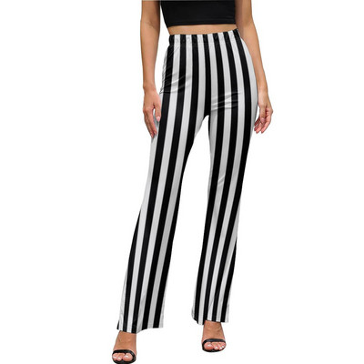 Punase ja valge triibulised vabaaja püksid Naiste salendavad triibud Prindiga Slim Fit Streetwear laienevad püksid Suvised Kawaii mustriga püksid