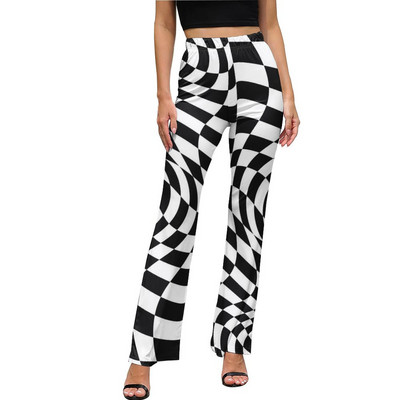 Punase ja valge triibulised vabaaja püksid Naiste salendavad triibud Prindiga Slim Fit Streetwear laienevad püksid Suvised Kawaii mustriga püksid