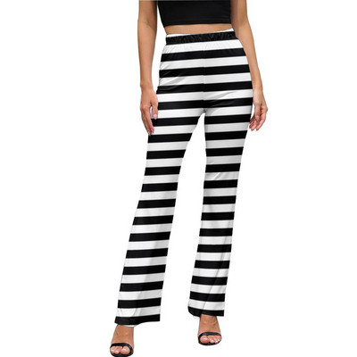 Punase ja valge triibulised vabaaja püksid Naiste salendavad triibud Prindiga Slim Fit Streetwear laienevad püksid Suvised Kawaii mustriga püksid