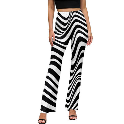 Punase ja valge triibulised vabaaja püksid Naiste salendavad triibud Prindiga Slim Fit Streetwear laienevad püksid Suvised Kawaii mustriga püksid