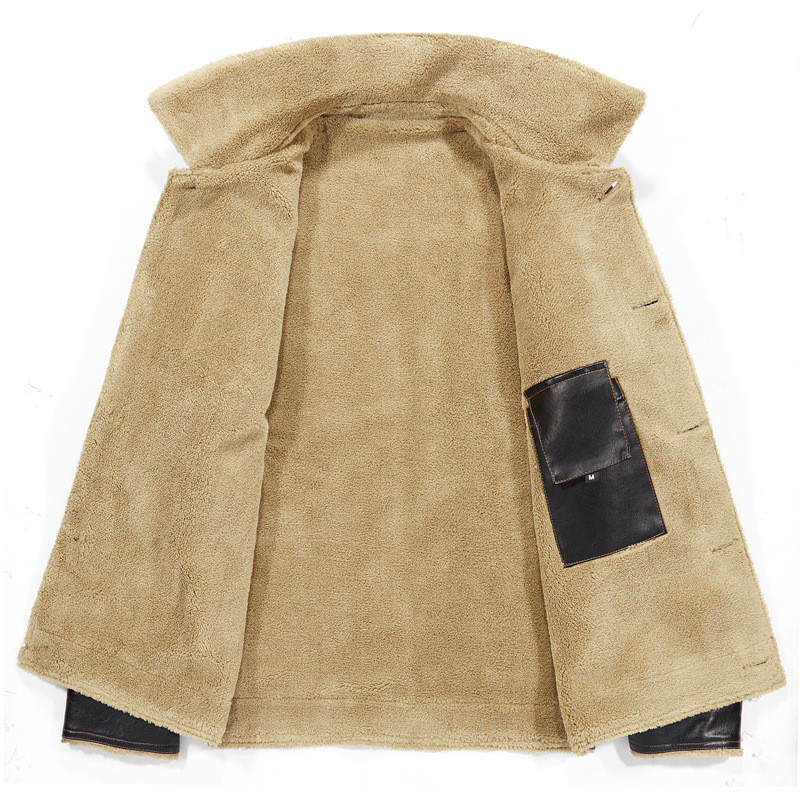 Zimska modna toplina zadebljana kožna jakna 2023. Jednobojni dizajn s patentnim zatvaračem Bomber kaput Muška kožna jakna M-4XL