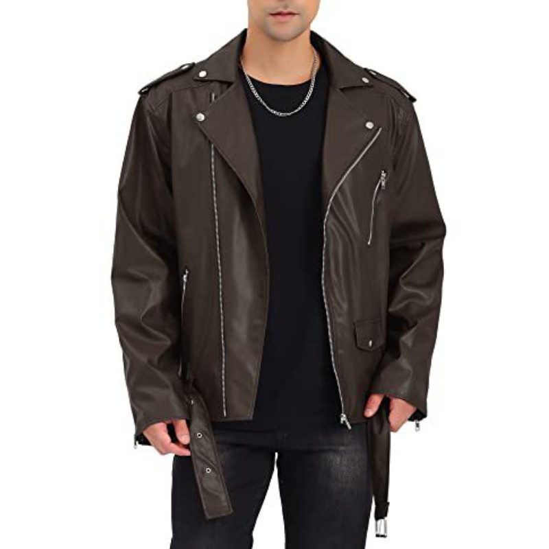 Ανδρικό μπλε μαύρο δερμάτινο μπουφάν συν μέγεθος 5XL μοτοσικλέτα πανκ παλτό ανδρικά vintage casual μπουφάν chaqueta moto hombre