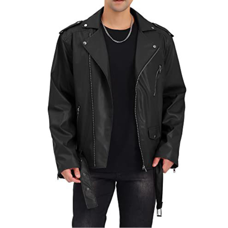 Ανδρικό μπλε μαύρο δερμάτινο μπουφάν συν μέγεθος 5XL μοτοσικλέτα πανκ παλτό ανδρικά vintage casual μπουφάν chaqueta moto hombre