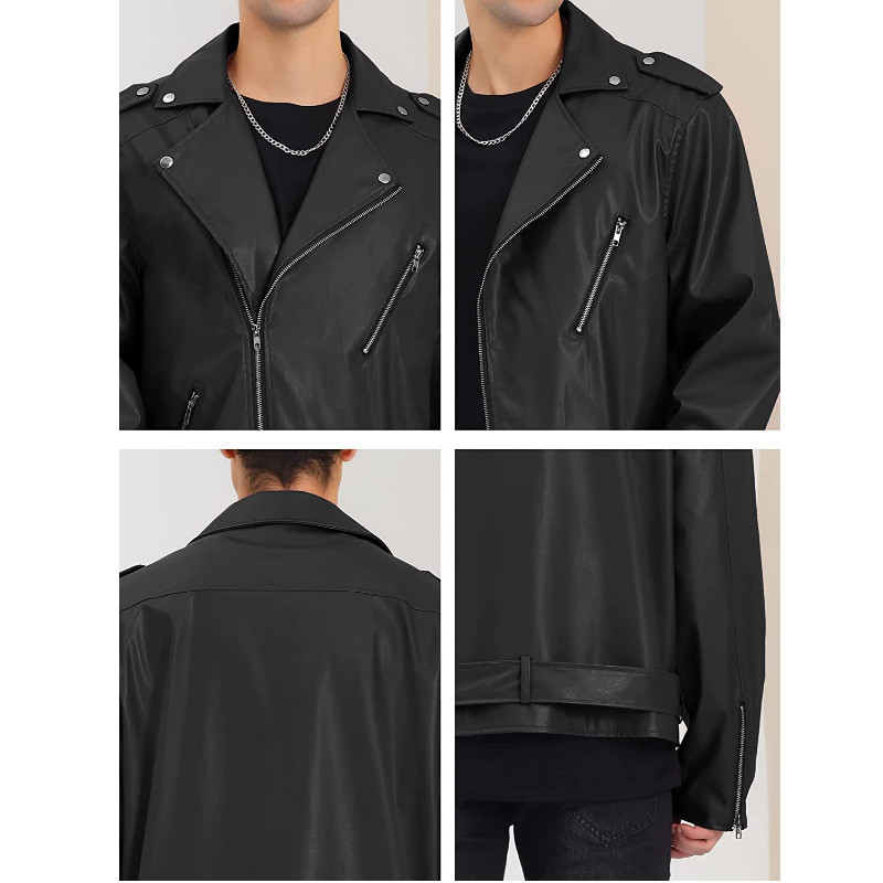 Ανδρικό μπλε μαύρο δερμάτινο μπουφάν συν μέγεθος 5XL μοτοσικλέτα πανκ παλτό ανδρικά vintage casual μπουφάν chaqueta moto hombre