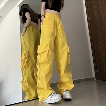Γυναικείο παντελόνι χιπ χοπ Y2K Cargo Κορεατικό ψηλόμεσο φαρδύ, κομψό σχέδιο, μασίφ παντελόνι Streetwear Harajuku Big Pockets Casual παντελόνι