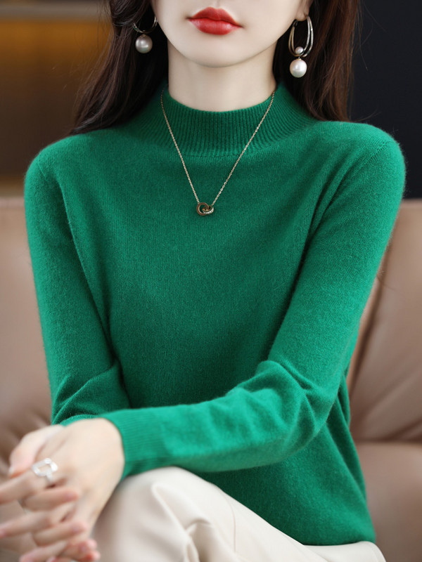 Aliselect Υψηλής ποιότητας γυναικείο πλεκτό πουλόβερ κασμίρ από μαλλί Merino με μακρύ μανίκι πουλόβερ Φθινοπωρινό μπλουζάκι