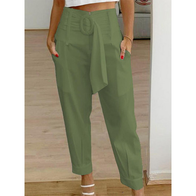 Νέο καθημερινό μονόχρωμο μακρύ παντελόνι για γυναίκες μόδα Κομψό παντελόνι γραφείου με φερμουάρ ψηλόμεσο παντελόνι στο κάτω μέρος Street Wear 5 Χρώμα