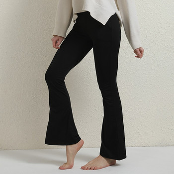 Γυναικείο φαρδύ παντελόνι Γυναικείο κομψό μαύρο κάθετη ριγέ τσέπη φαρδύ παντελόνι στο πόδι Γυναικείο παντελόνι καμπάνα flare