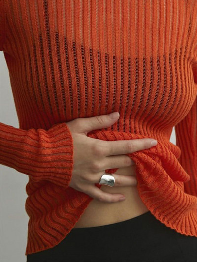 Tossy soonikkoes läbipaistev kudumispullover, õõnes, õhuke, soliidne pikkade varrukatega topp, läbipaistev vabaaja kudum Suvine naiste pullover