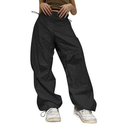 Y2k Cargo Püksid Naiste Madala vöökohaga pingutusnööriga dressipüksid Tänavarõivad Vintage kottis laia säärega püksid Suured püksid Jogger dressipüksid