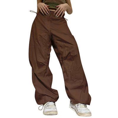 Y2k Cargo Püksid Naiste Madala vöökohaga pingutusnööriga dressipüksid Tänavarõivad Vintage kottis laia säärega püksid Suured püksid Jogger dressipüksid