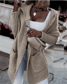 Vintage μακριές πλεκτές ζακέτες γυναικείες τσέπες 2023 με κουκούλα Άνοιξη φθινόπωρο χειμερινό πουλόβερ Εξωτερικά πουλόβερ Y2k Μπουφάν παλτό πουλόβερ