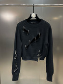 HIGH STREET Νεότερο φθινόπωρο 2023 Φθινόπωρο πουλόβερ σχεδιαστή Γυναικείο πουλόβερ με στρογγυλή λαιμόκοψη Πλεκτό πουλόβερ με σχέδιο καρφίτσας