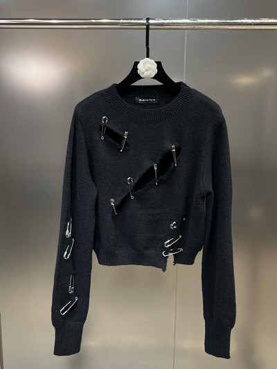 HIGH STREET Νεότερο φθινόπωρο 2023 Φθινόπωρο πουλόβερ σχεδιαστή Γυναικείο πουλόβερ με στρογγυλή λαιμόκοψη Πλεκτό πουλόβερ με σχέδιο καρφίτσας