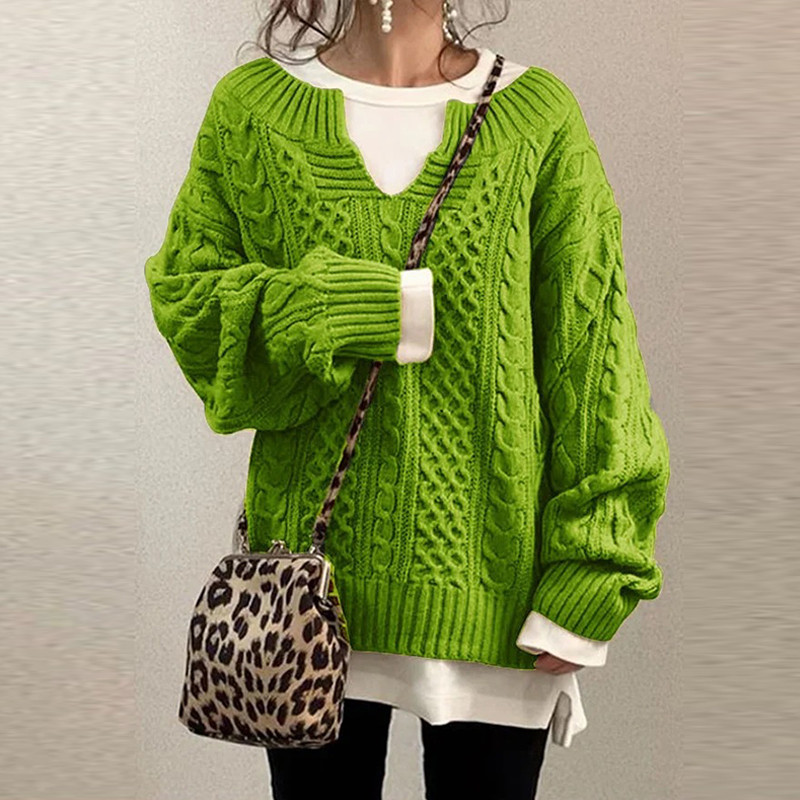 Φθινοπωρινό Νέο Σχέδιο Μόδα Πλεκτά Πλεκτά Πουλόβερ Γυναικεία Ανοιξιάτικα Κομψά V λαιμόκοψη Δαντελένια Πουλόβερ Γυναικεία